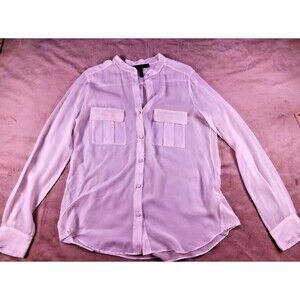 BCBGMAXAZRIA size M White Sheer Long Sleeve Blouse